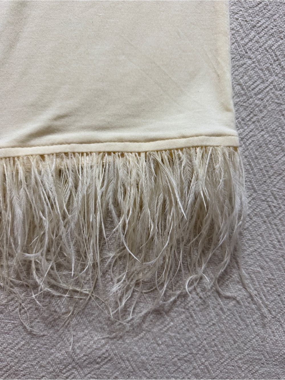 WeWoreWhat Ivory Cream Feather Trim Pullon Lounge Pants M Boho Honeymoon Bridal - Picture 3 of 5